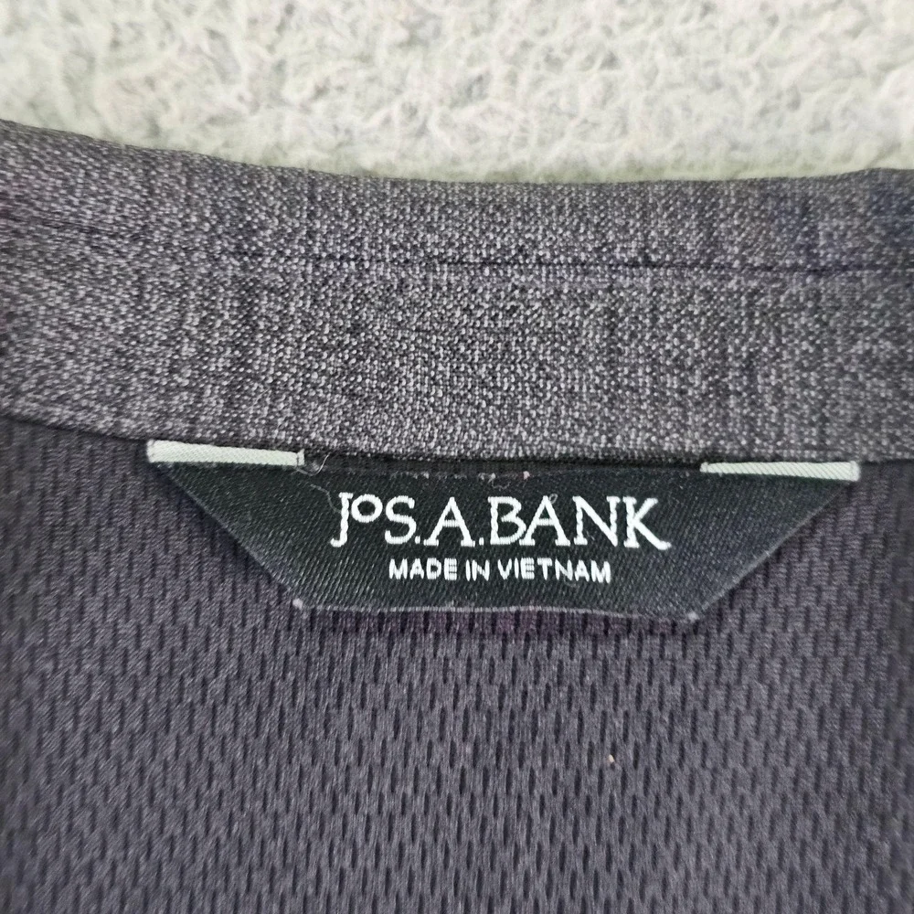 Jos. A. Bank Suit Jacket Mens 46R Gray Plaid Wool Blend Traveler Slim Fit